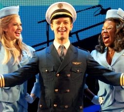 Stephen Anthony as an airplane pilot in the Catch Me if You Can Broadway in Chicago 2013 tour company credit Carol Rosegg