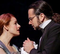 Teal Wicks as Emma Carew, Constantine Maroulis as Henry Jekyll in JEKYLL & HYDE Broadway in Chicago 2013 credit Chris Bennion
