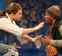 Nate Burger, left, and LaShawn Banks in The Liar at Writers' Theatre credit Michael Brosilow