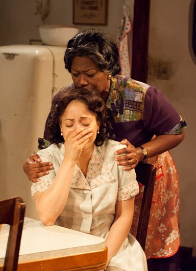 Lena 'Mama' Younger (Greta Oglesby) comforts Ruth Younger (Toni Martin) in TimeLine's 'A Raisin in the Sun' 2013 (Lara Goetsch)