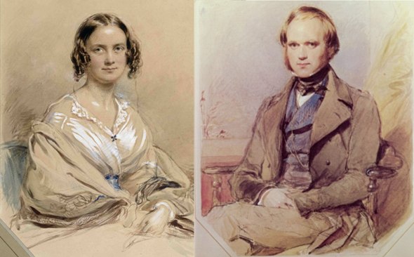 Watercolors of Emma Darwin and Charles Darwin 1840 by George Richmond