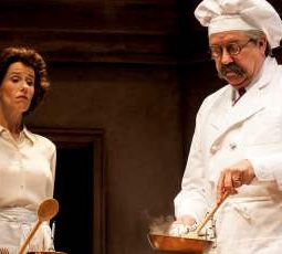 Julia Child (Karen Janes Woditsch) gets her first lesson from chef Bugnard (Terry Hamilton) in To Master the Art. (Giorgio Ventola)
