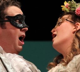 Leander (Nicholas Pulikowski) and Leonora (Katy Compton) fall in love at first sight in Carl Nielsen's opera 'Maskarade.' (Brandon Hayes photo)