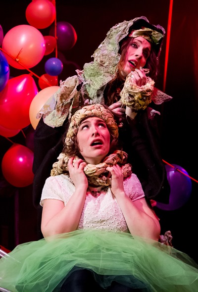Hillary Marren, top, portrays the Witch with Sarah Bockel as Rapunzel in 'Into the Woods.' (Matthew Gregory Hollis)