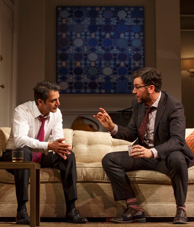 Amir (Hari Dhillon, left) and Isaac (Josh Radnor) tend to see the world from different perspectives. (Joan Marcus)