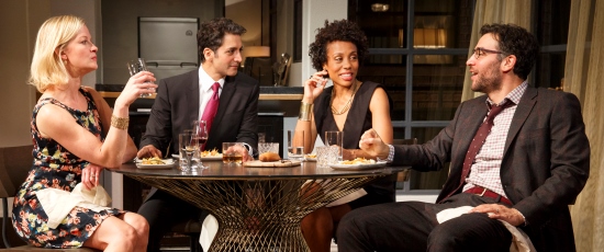 Dinner with friends takes a bitter turn in Ayad Akhtar's 'Disgraced,' directed by Kimberly Senior at Broadway's Lyceum Theatre. (Joan Marcus)