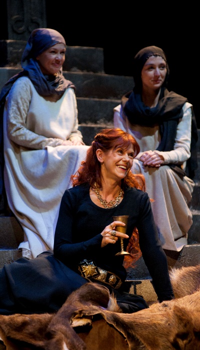 Deposed queen Gruach (Siobhan Redmond) is, for the moment, in a welcoming mood. (Richard Campbell)