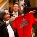 And it's just his size. Maestro Riccardo Muti after a mean rendition of 'Chelsea Dagger' in honor of the Chicago Blackhawks Stanley Cup. 6-18-2015 (Todd Rosenberg)
