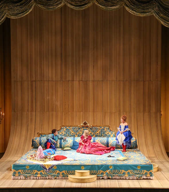 A really big bed is the Act II playground in Lyric's production of 'The Marriage of Figaro.' (Todd Rosenberg)
