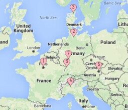 Itinerary - Paris, Hamburg, Aalborg, Milan, Vienna, Baden-Baden, Frankfurt