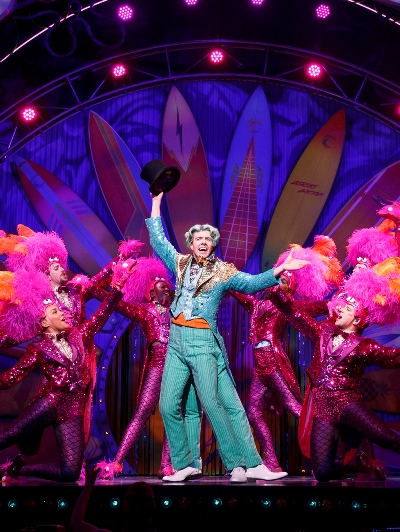 Squidward Tentacles (Gavin Lee) and company brought down the house with their big tap number. (Joan Marcus)