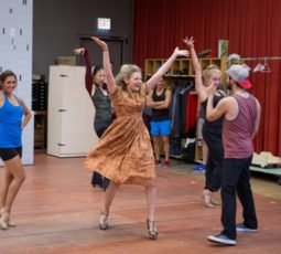Lauren Molina (Eileen) rehearses some dance steps with the cast of 'Wonderful Town.' (Liz Lauren)