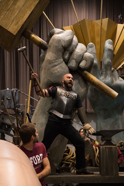 Zachary Nelson, as Donner, in rehearsal for 'Das Rheingold' at the Lyric Opera. (Andrew Cioffi)
