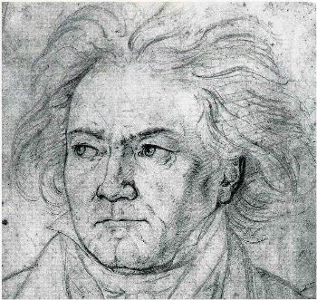 August von Klöber's sketch of Beethoven in 1818, the year he wrote the "Hammerklavier" Sonata.