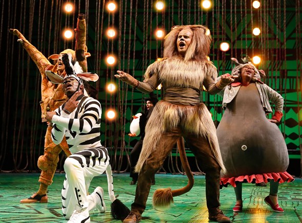 Animal pals make a break for the wide world in the musical 'Madagascar.' (Liz Lauren)