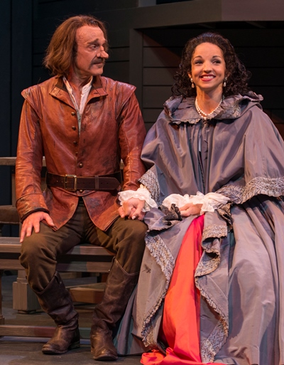 Loser by a nose, Cyrano (James Ridge) must concede that Roxane (Laura Rook) loves someone else. (Michael Brosilow)
