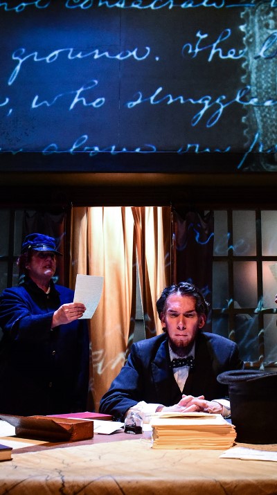 Lawrence Grimm's Lincoln responds with deep emotion to the cost of lives in war. (Evan Hanover)