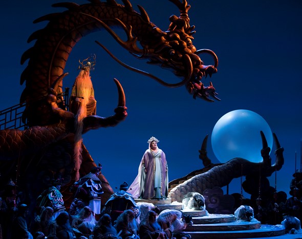 The Lyric Opera's "Turandot" unfolds on splendorous set designed by Allen Charles Klein. (Todd Rosenberg)
