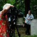 Michael TIlson Thomas at Charles Ives' grave during filming of the Keeping Score Ives episode
